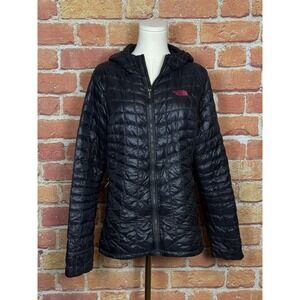 Women's The North Face Black Thermoball Eco Hooded Jacket Lightweight Zip Large